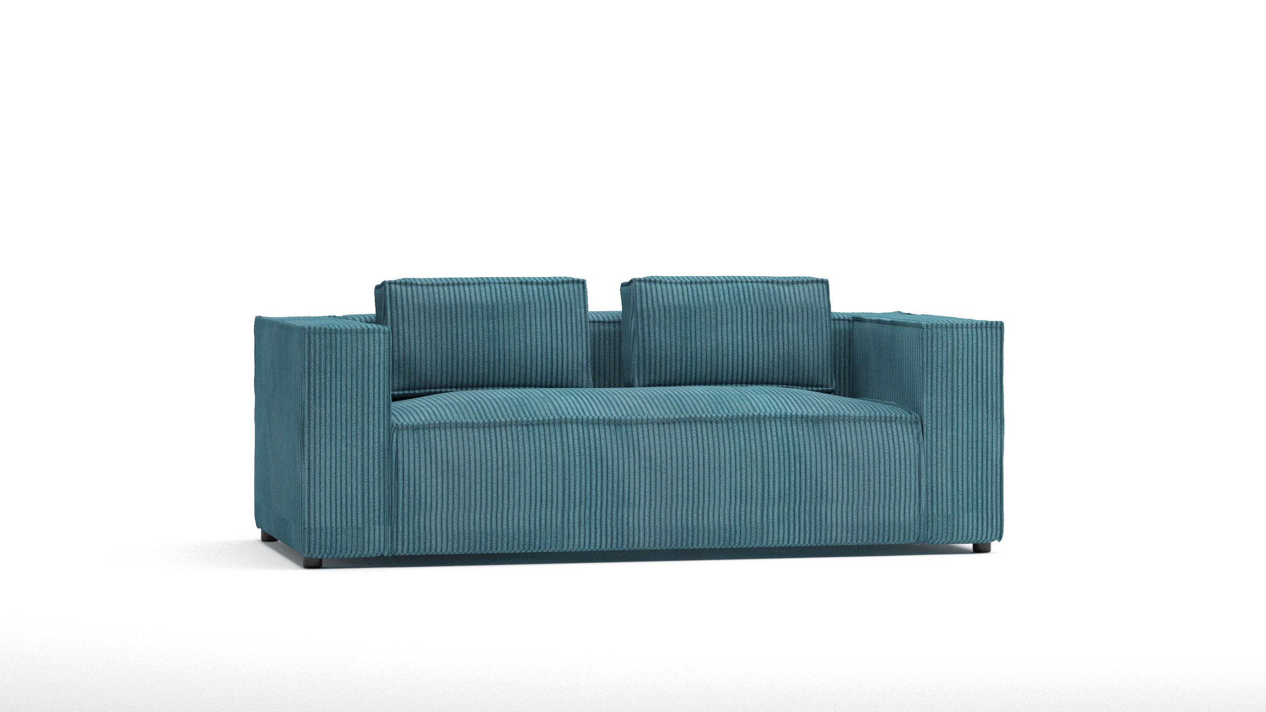 2-SITZER-SOFA Nova Türkis Cord - Türkis/Schwarz, Holz/Kunststoff (196/64/92cm) - S-Style Möbel