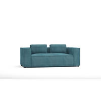 2-SITZER-SOFA Nova Türkis Cord - Türkis/Schwarz, Holz/Kunststoff (196/64/92cm) - S-Style Möbel
