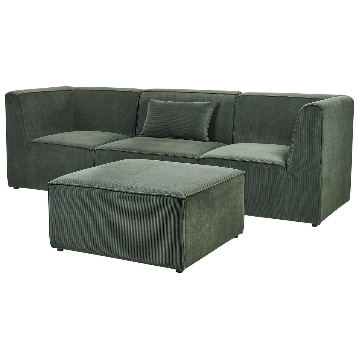 3-SITZER-SOFA Cord dunkelgrün mit Ottomane Lemvig - Grün, Textil (250/78/83cm) - Beliani