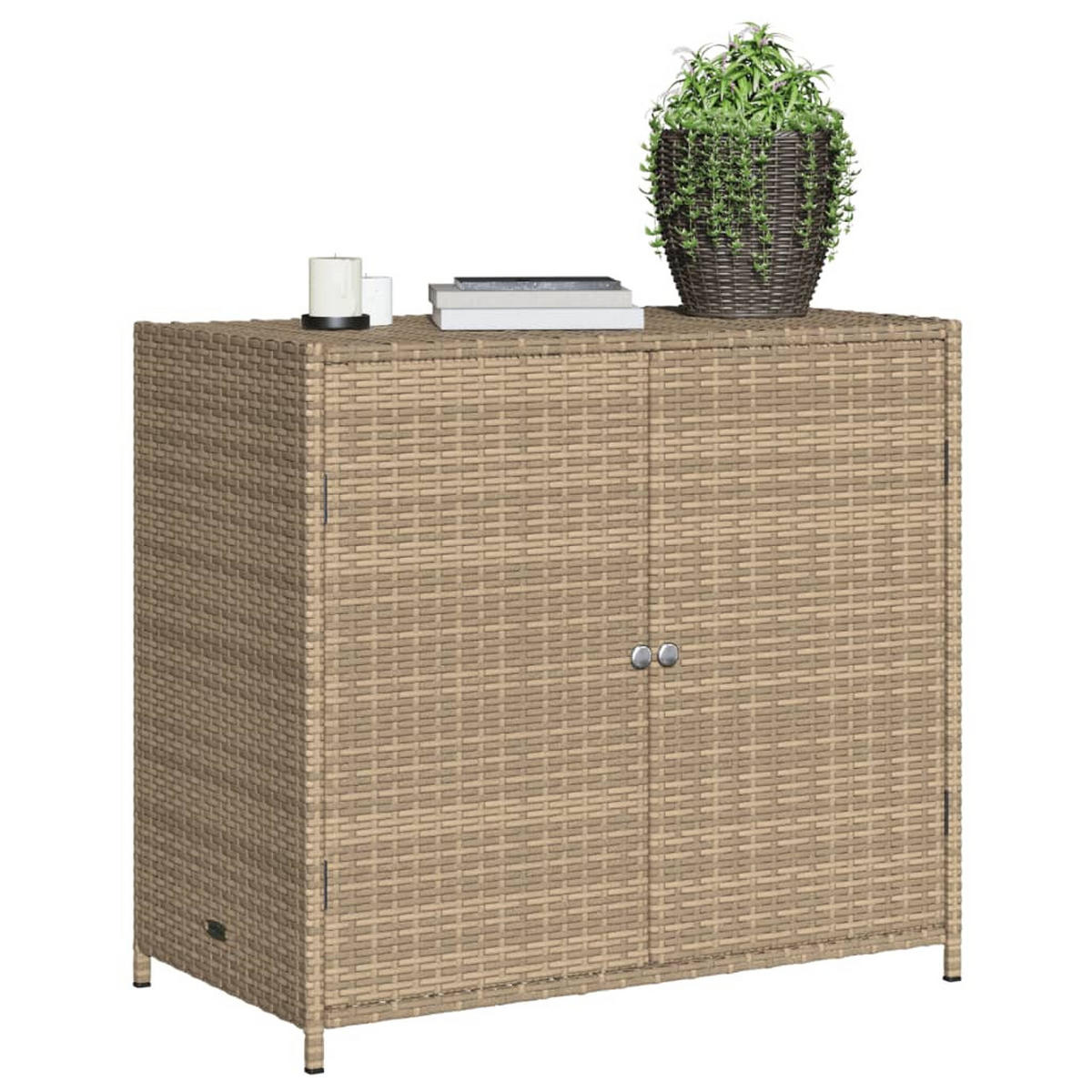 GARTENSCHRANK Beige 83x45x76 cm Poly Rattan - Beige, Kunststoff (83/76/45cm) - furnicato