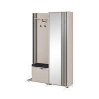 GARDEROBE STILO 131 cm (Kaschmir, Schwarze Lamellen, Spiegel, Sitzkissen, Metallgriffe) - Kaschmir/Schwarz, Holz/Holzwerkstoff (131/192/40cm) - Ravio
