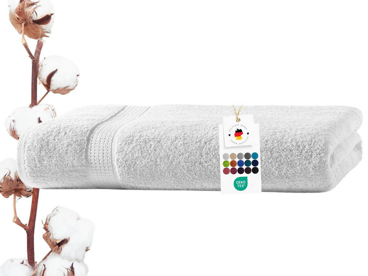 BADETUCH 100x150 cm Frottier Handtücher aus 100% Baumwolle, Weiß 500g/m2 - Weiß, Textil (100/150cm) - Carpe Sonno