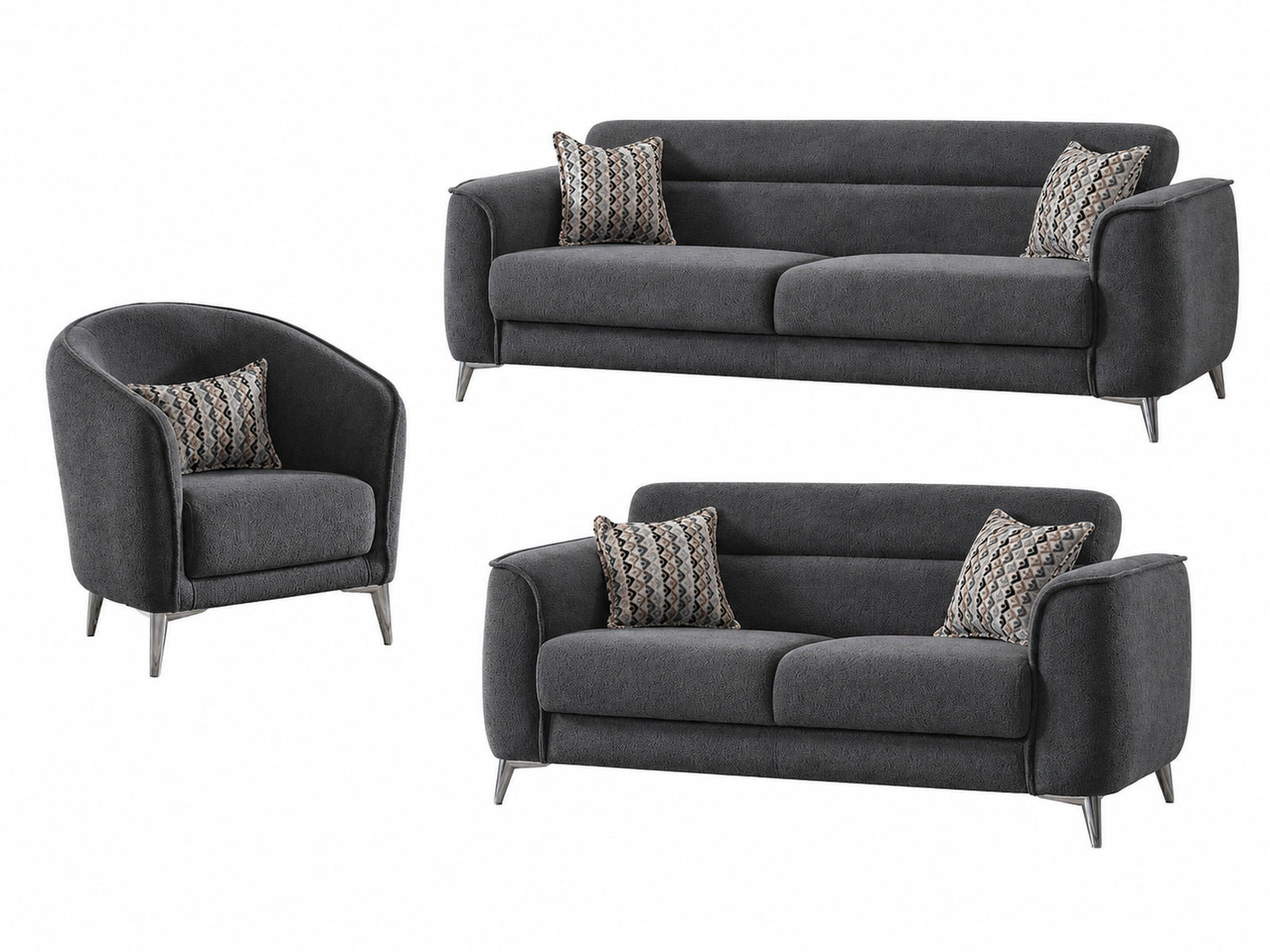 SITZGARNITUR Acapulco, Anthrazit Stellvariante 3+2+1 - Anthrazit, Holzwerkstoff/Kunststoff (237/87/98cm)