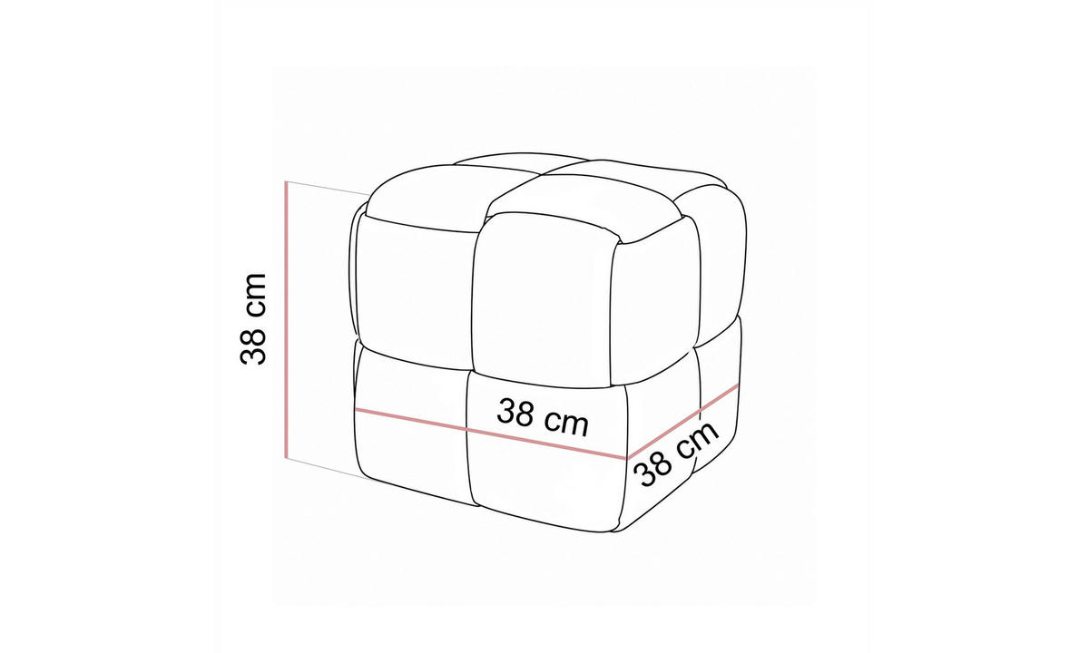 HOCKER CUBETTO 38/38/38 cm Weiß - Weiß, Textil (38/38/38cm) - Lookway