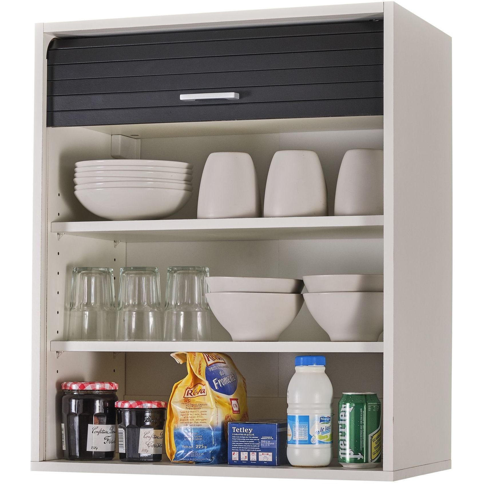 KÜCHENOBERSCHRANK mit Rolladentür 35/60/72cm - Weiß, Holzwerkstoff (60/72/35cm) - Simmob