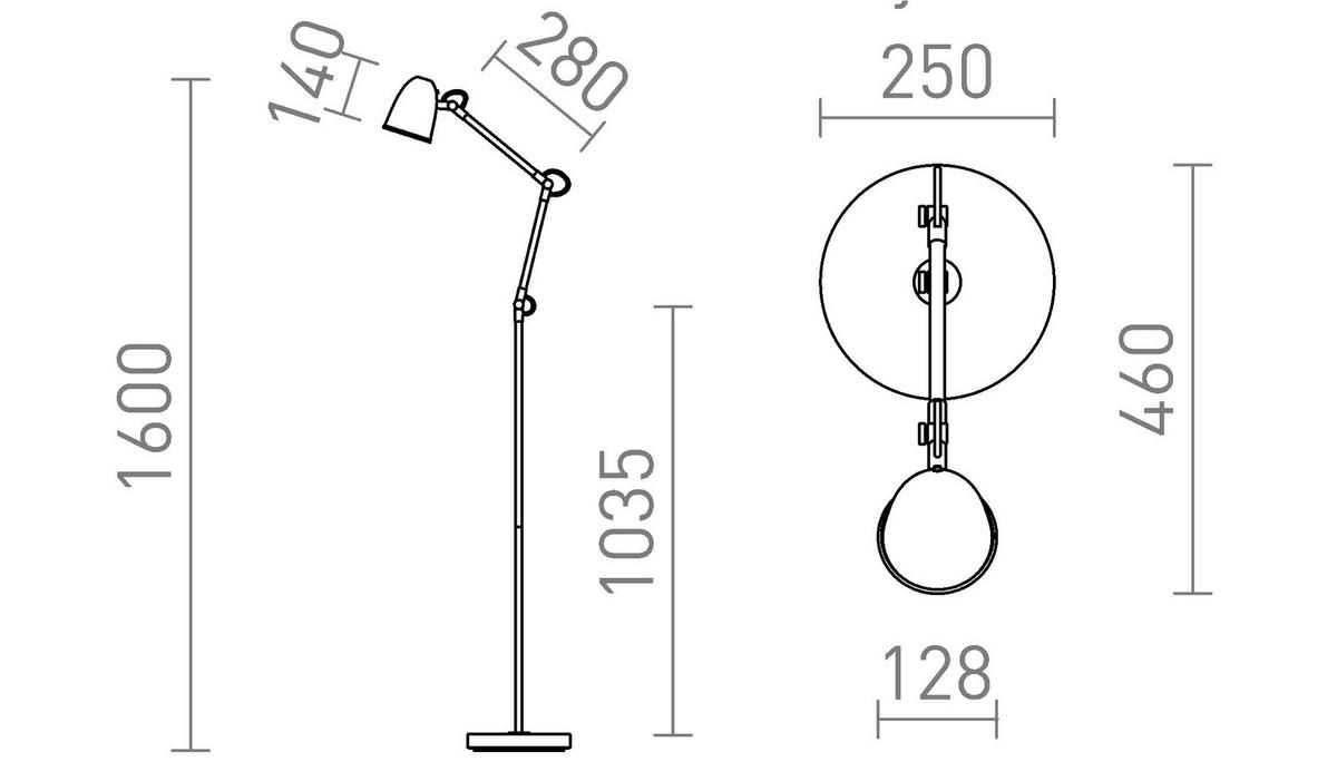 STEHLEUCHTE DANNY Schwarz 5 W - Schwarz, Metall (25/25/160cm) - Rendl