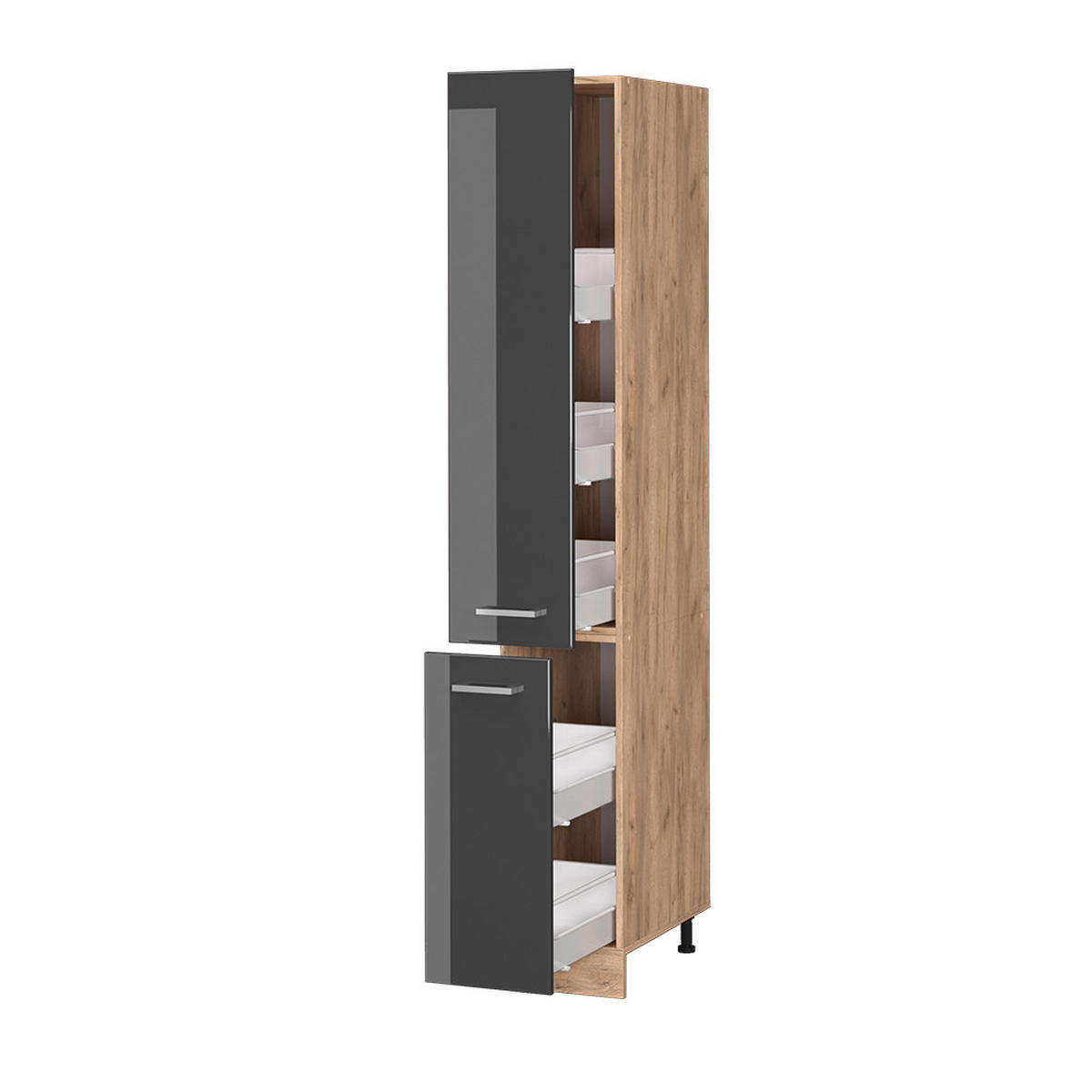 APOTHEKERSCHRANK R-Line Anthrazit Hochglanz 30 cm - Honigeiche/Schwarz Hochglanz, Holzwerkstoff (30/206.8/57.2cm) - Vicco