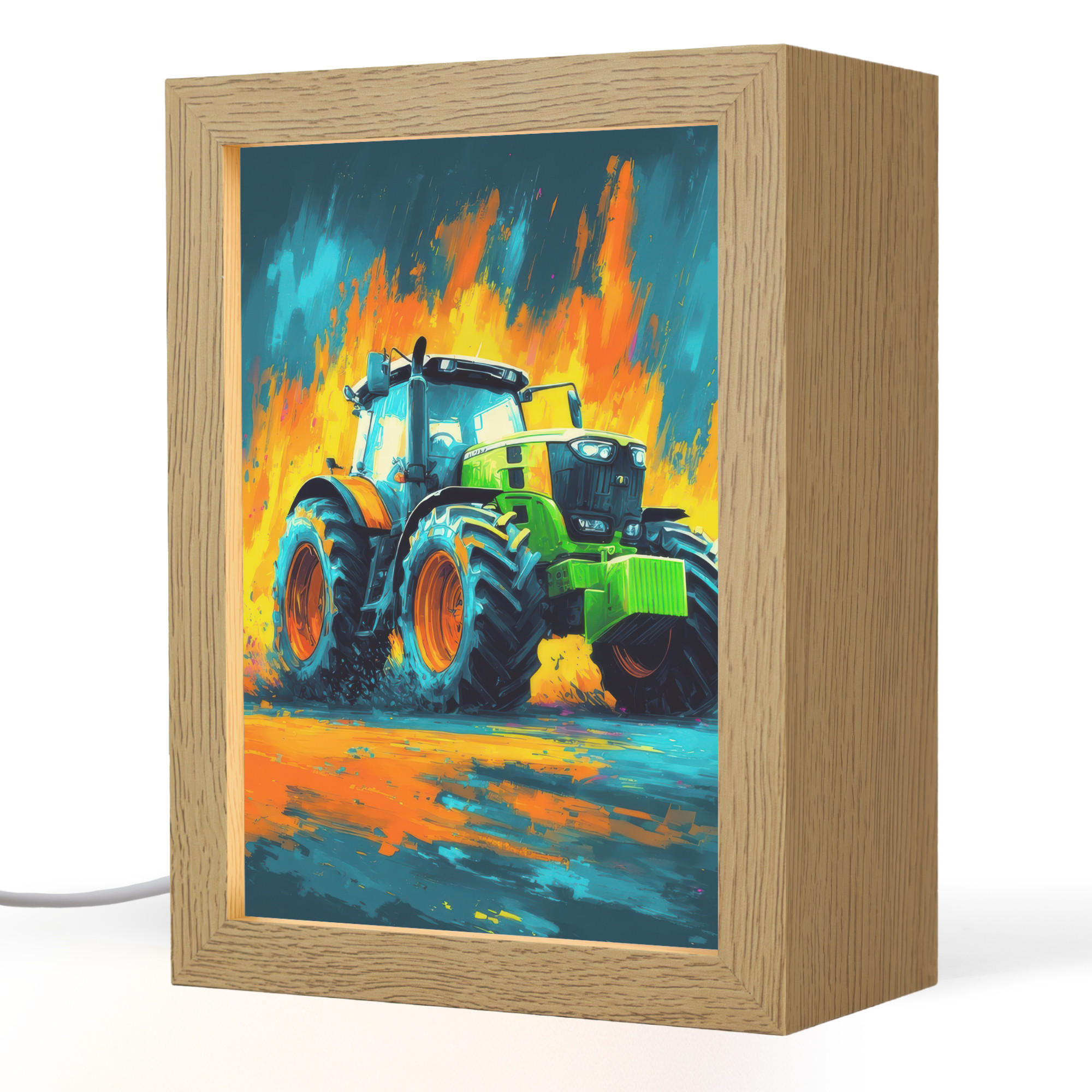 OnlyWow NOČNÍ LAMPIČKA Abstrakt - Traktor - Zelený 15x20 cm
