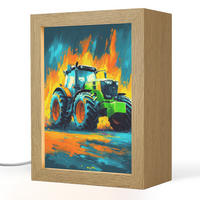 NACHTTISCHLAMPE Abstrakt - Traktor - Grün 15x20 cm - Dunkelblau, Holzwerkstoff (8/15/20cm) - OnlyWow