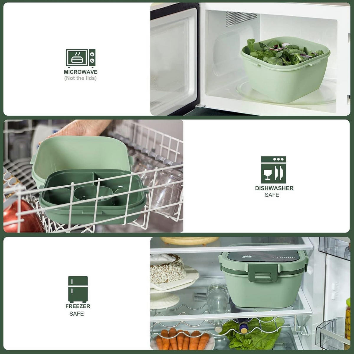 SALATBOX 1700 ml Dunkelgrün - Grün, Kunststoff (11/18/18cm)