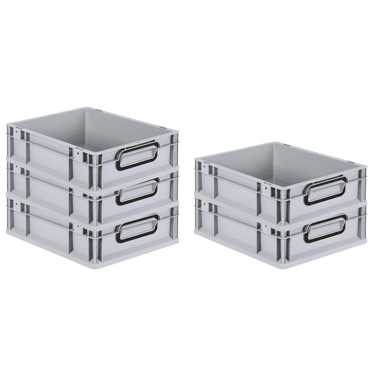EUROBOX 5x NextGen Color 12x30x40 cm 11 Liter Griffe schwarz zu, Grau - Schwarz/Grau, Kunststoff (30/12/40cm) - PROREGAL