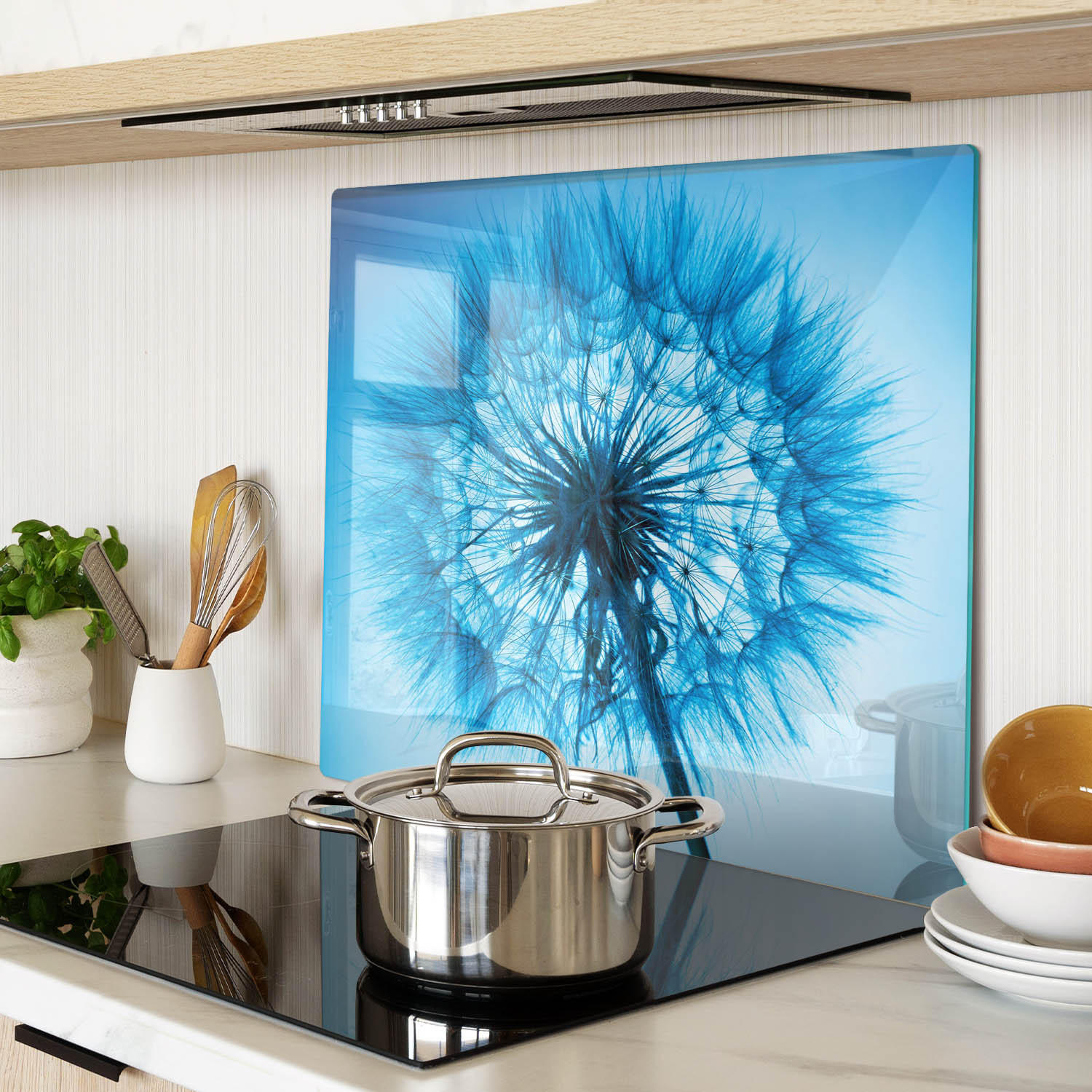 GLASPLATTE 60x52 cm Löwenzahn - Blau, Glas (60/0.4/52cm) - TULUP