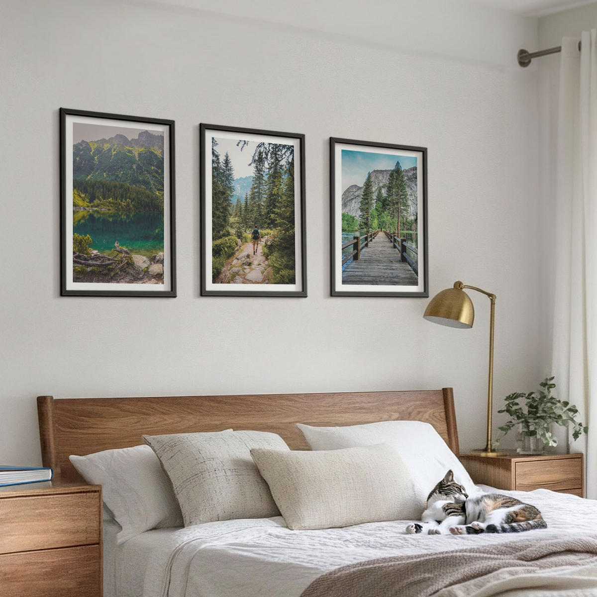 WANDBILDER 3er-Set - 40x60 cm Schwarzer Rahmen - Berge, Seen, Wälder, Wege - Schwarz, Kunststoff (40/60cm) - ArtPrintCave