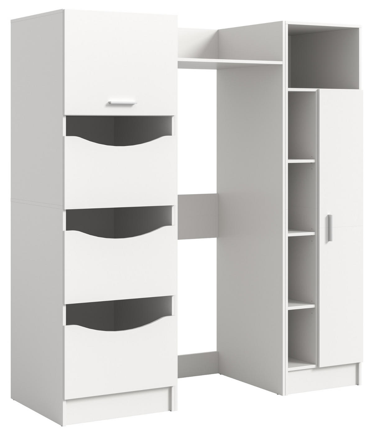 WASCHMASCHINENSCHRANK weiß Set 3-teilig 176 cm, Waschmaschinenumbau mit Stauraum - Silberfarben/Weiß, Glas/Holzwerkstoff (176/195/68cm) - Inn.Furn