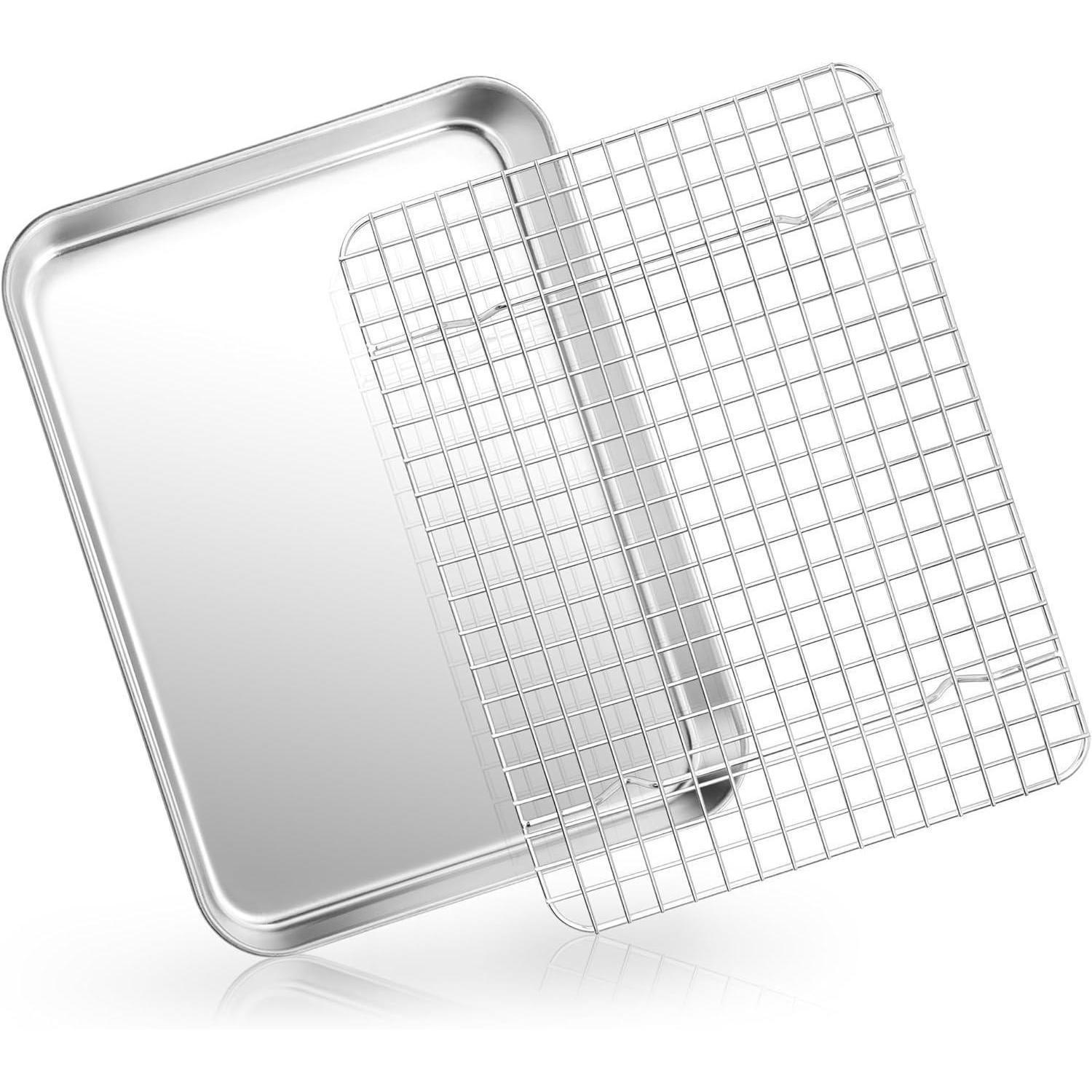 BACKBLECH mit Abkühlgitter 31,5 x 24,6 cm Set - Silberfarben, Metall (24.5/2.5/31.5cm)
