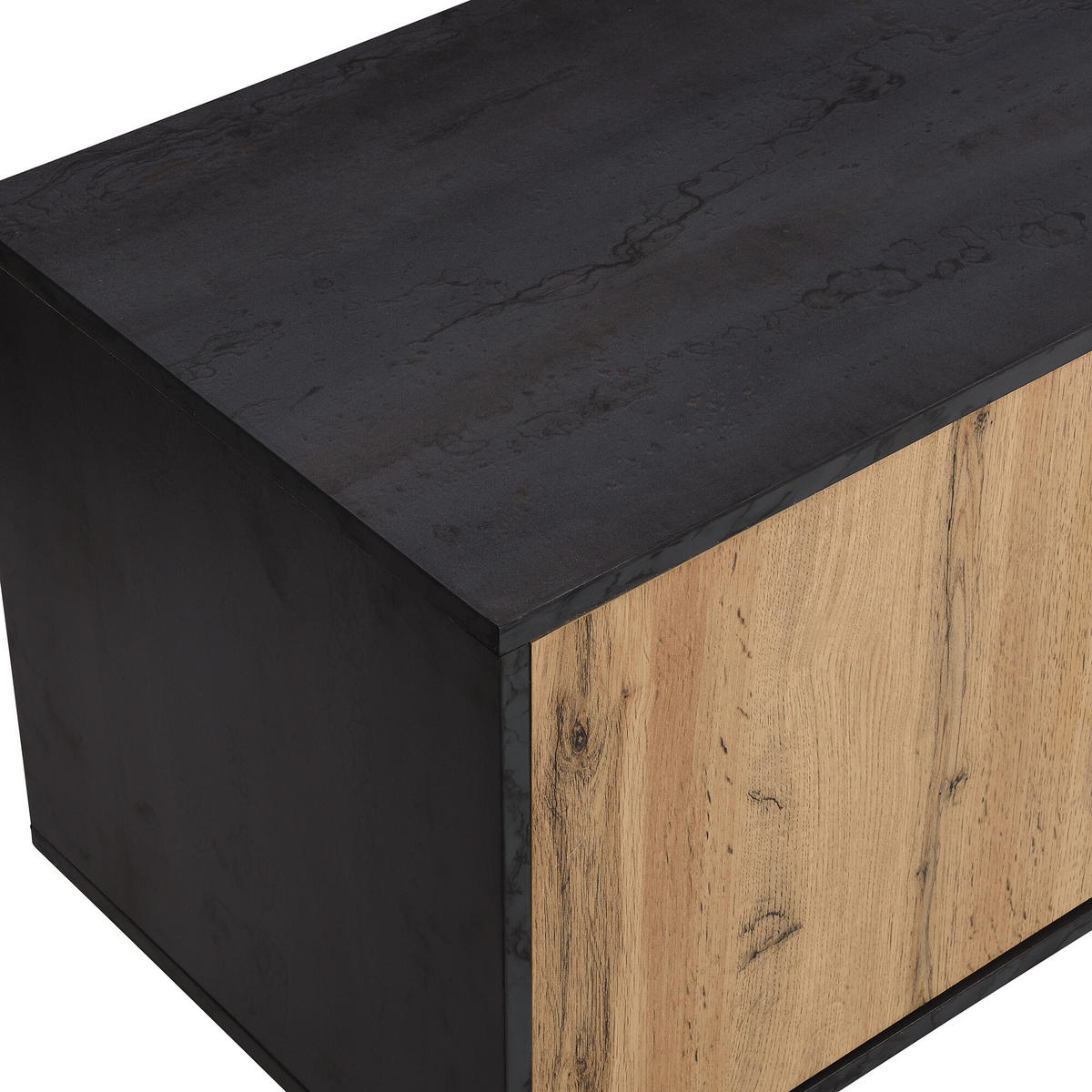 TV-MÖBEL Schwarz und Grau 200/40/55,5 cm - Schwarz, Holz (40/55.5/200cm) - Urban Meuble