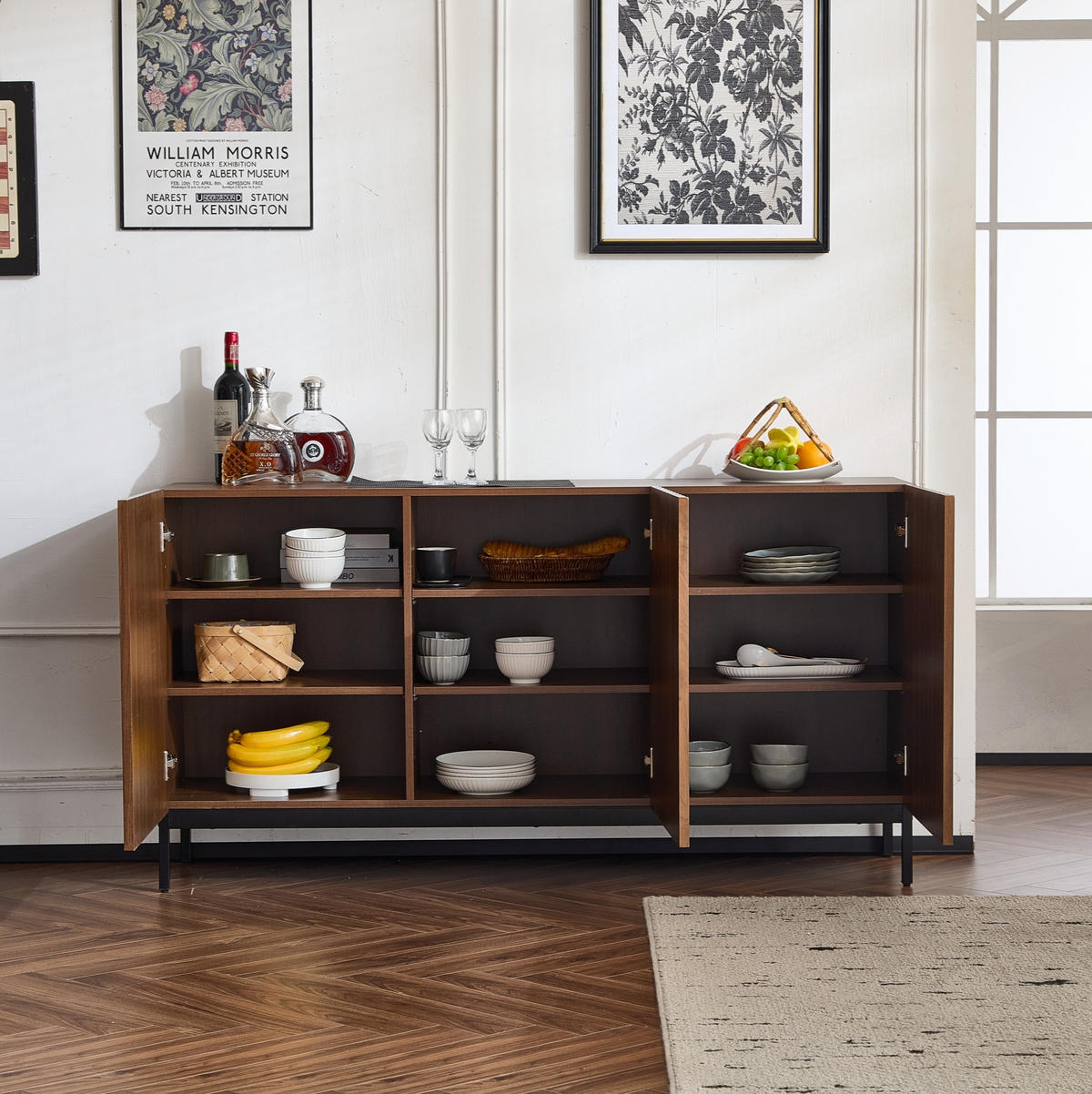 SIDEBOARD aus MDF 150x40x80 cm Dunkelbraun mit verstellbaren Einlegeböden - Dunkelbraun, Holzwerkstoff (150/80/40cm) - IVMEU