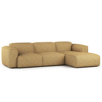 3-SITZER ECKSOFA mit Longchair - Schwarz/Honig, Kunststoff/Textil (284/173cm) - home24