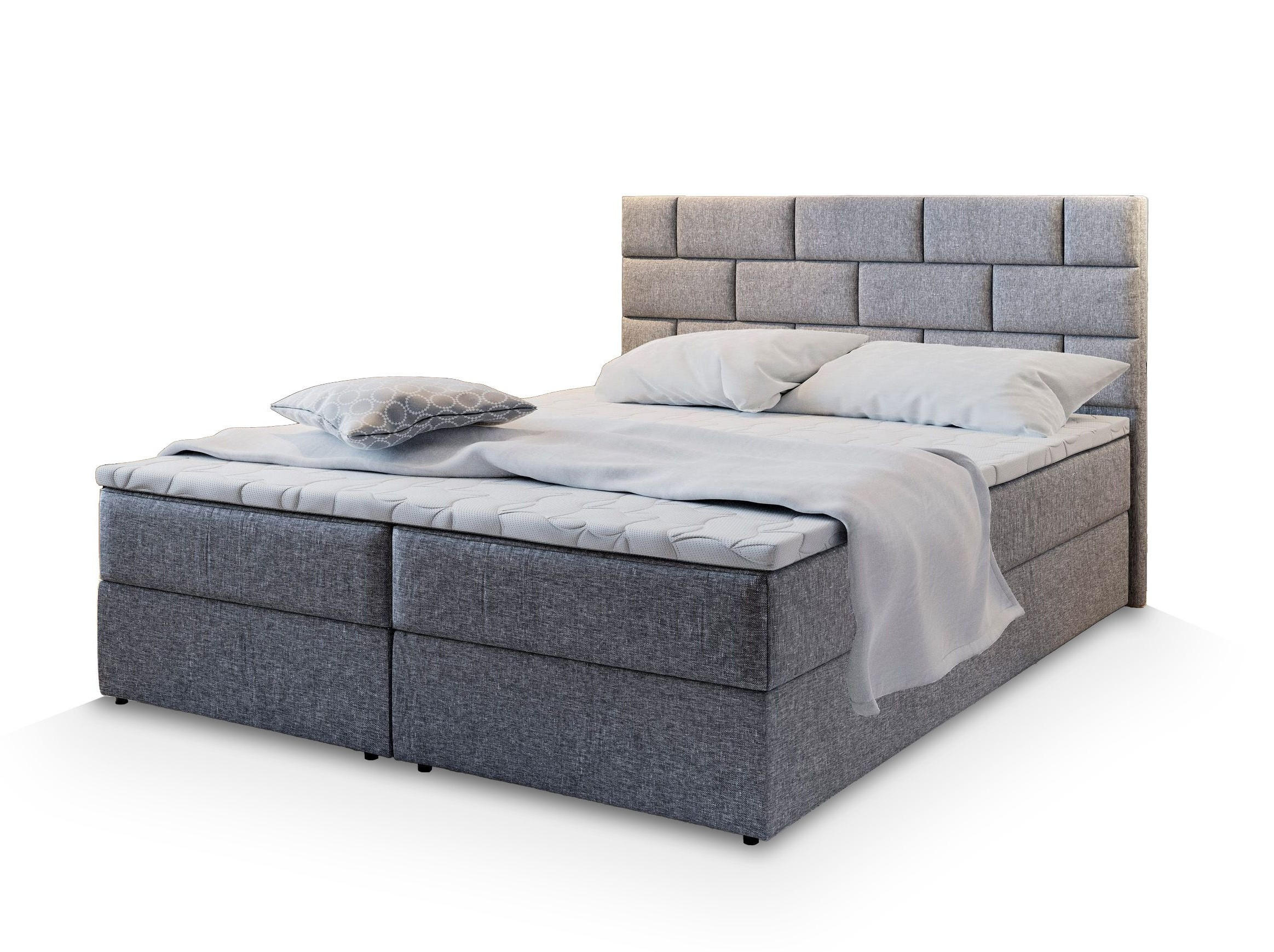 POSTEL BOXSPRING KERLO 160x200 cm, s matrací a úložným prostorem, světle šedá - světle šedá, kompozitní dřevo/textil (160/200cm) - MASSENO