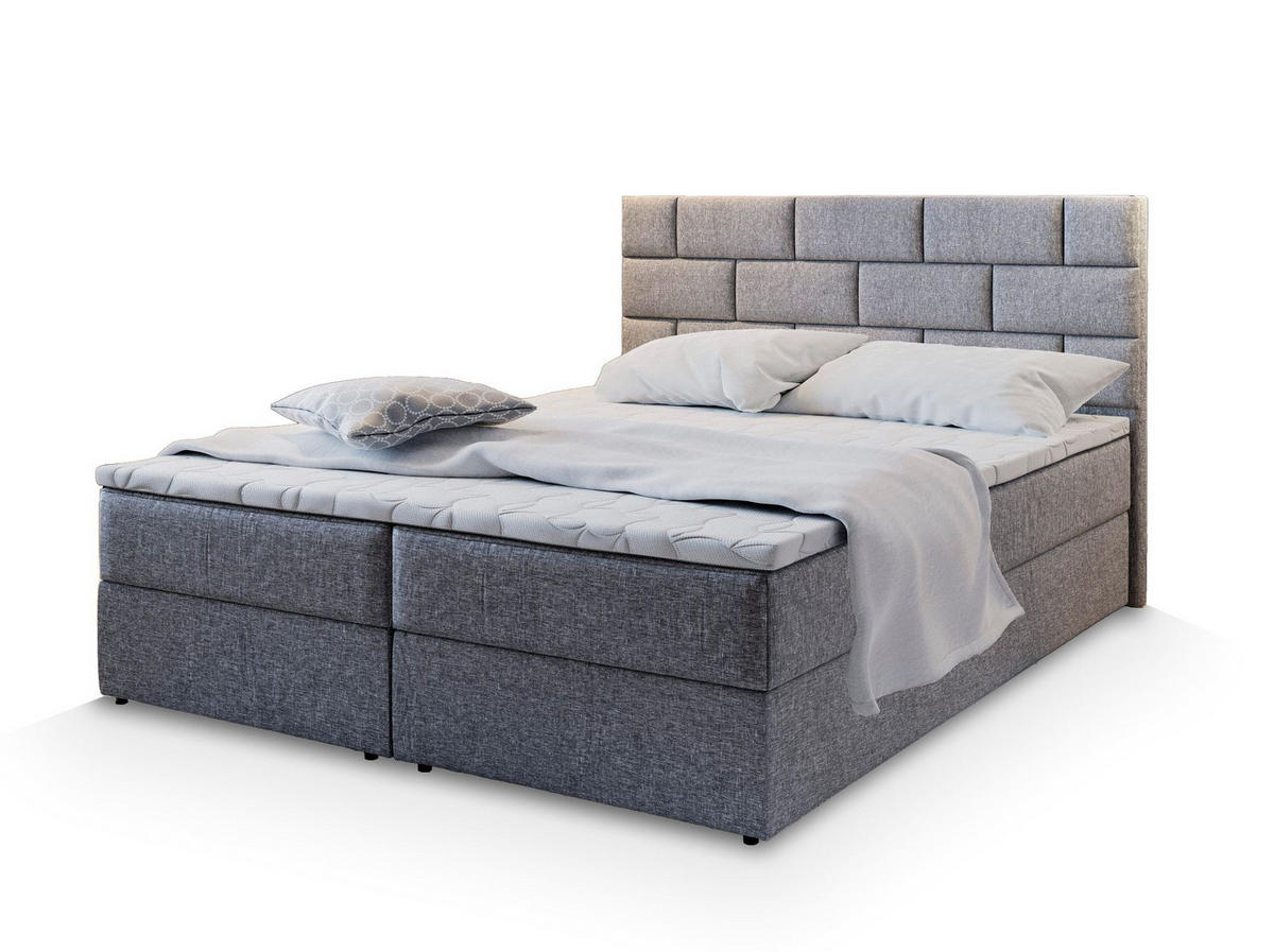 POSTEL BOXSPRING KERLO 160x200 cm, s matrací a úložným prostorem, světle šedá - světle šedá, kompozitní dřevo/textil (160/200cm) - MASSENO