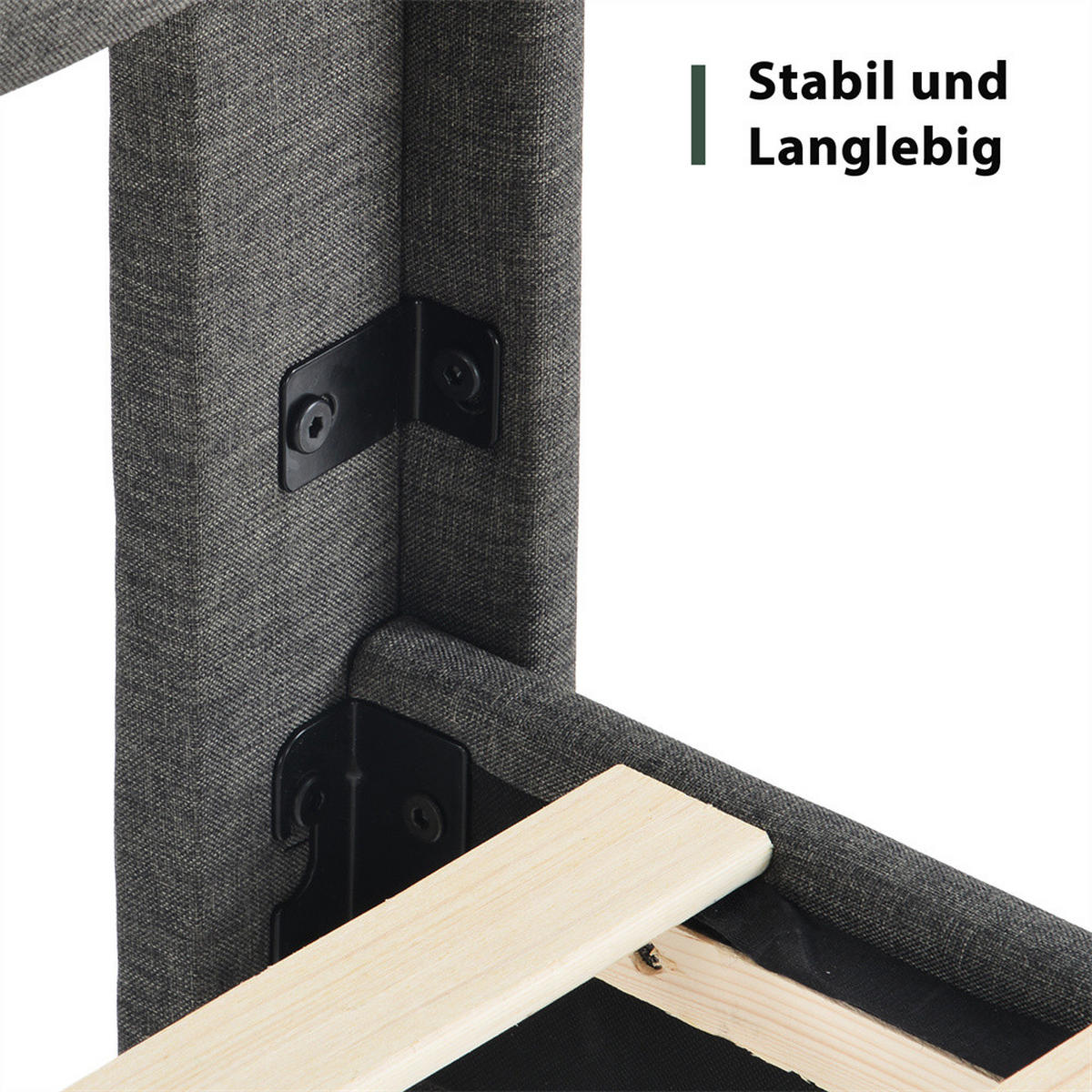 POLSTERBETT 140/200 cm in Grau Leinen - Dunkelgrau, Holz/Textil (140/200cm) - KOMHTOM
