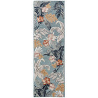 OUTDOORLÄUFER Flora Multicolor 80x250 cm - Blau/Creme, Kunststoff (80/250cm) - benuta