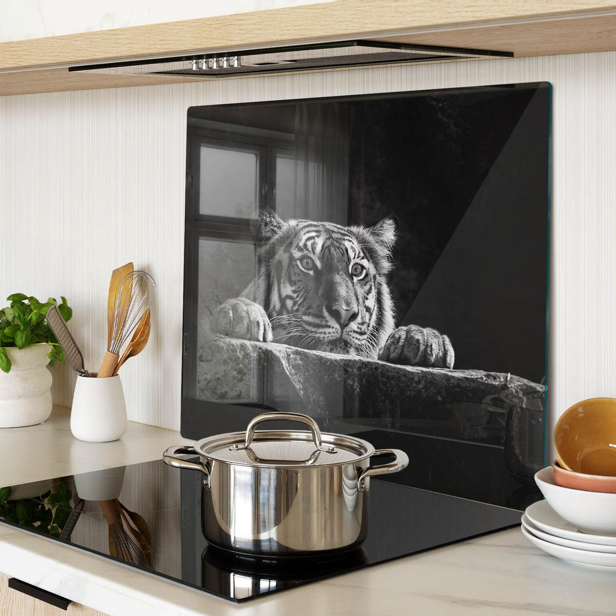 GLASPLATTE 60x52 cm Tiger - Schwarz, Glas (60/52cm) - TULUP