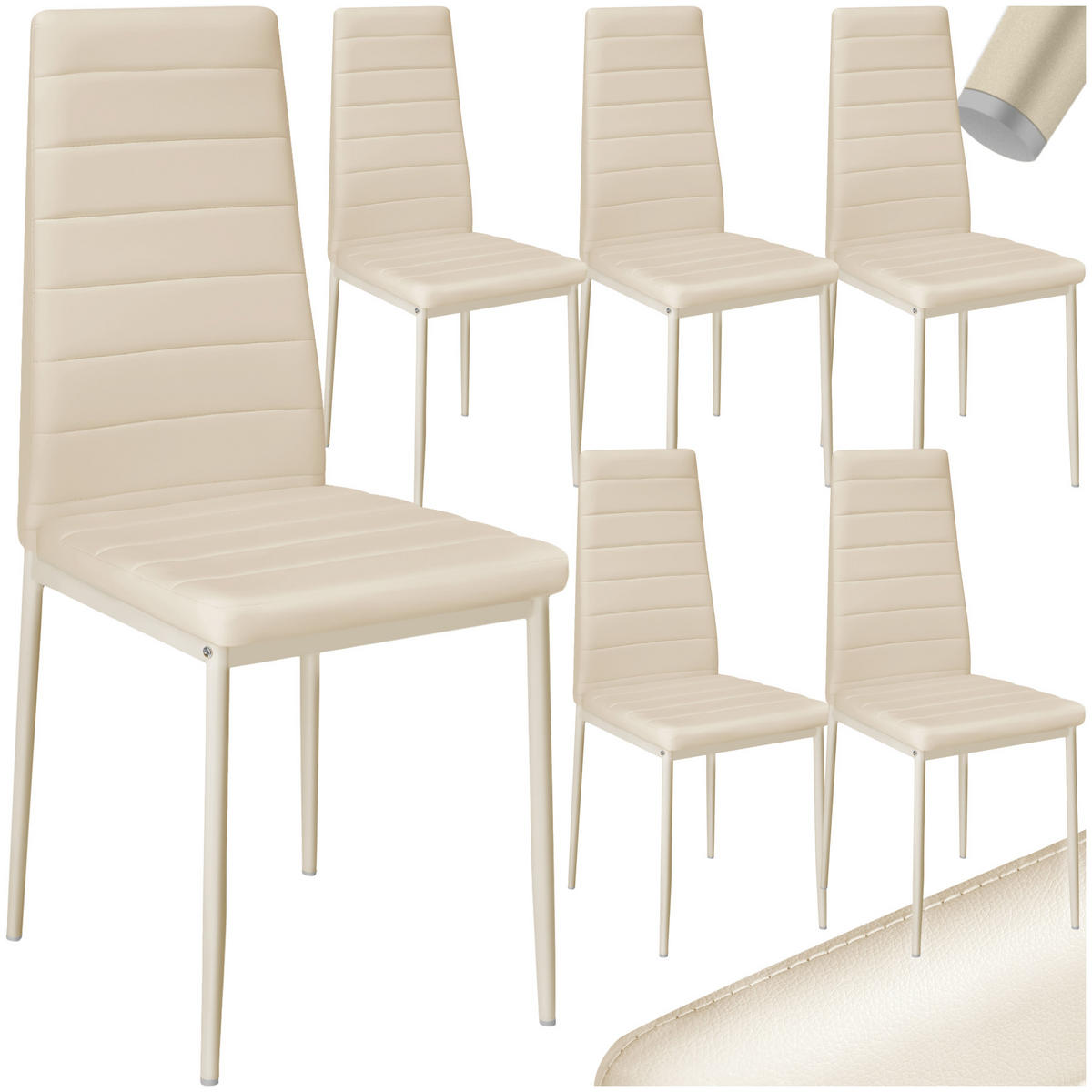 ESSZIMMERSTUHL 6er Set Thomas 41 x 45 x 98 5 cm beige - Beige, Textil (48/98.5/45cm) - tectake