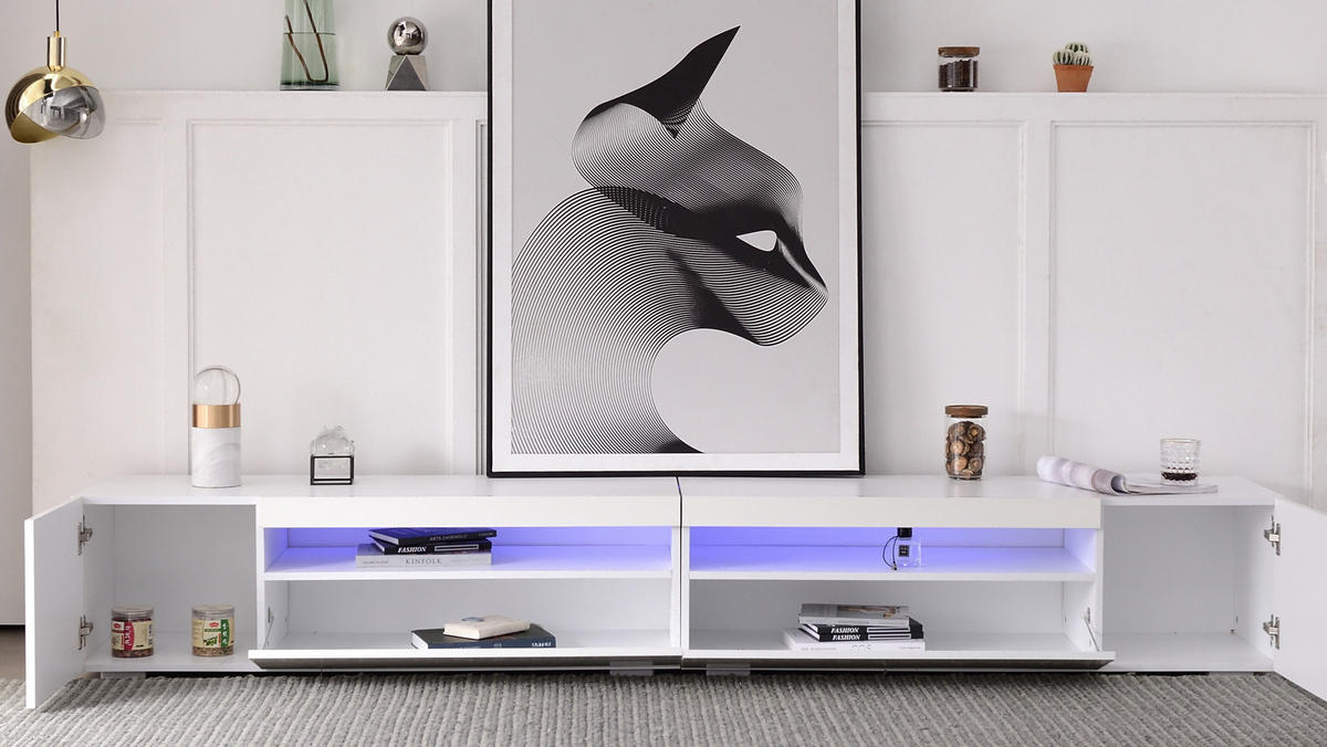 TV-SCHRANK in Weiß mit variabler LED Beleuchtung 240/38.5/35.5 cm - Weiß, Holzwerkstoff (240/35.5/38.5cm) - Redom