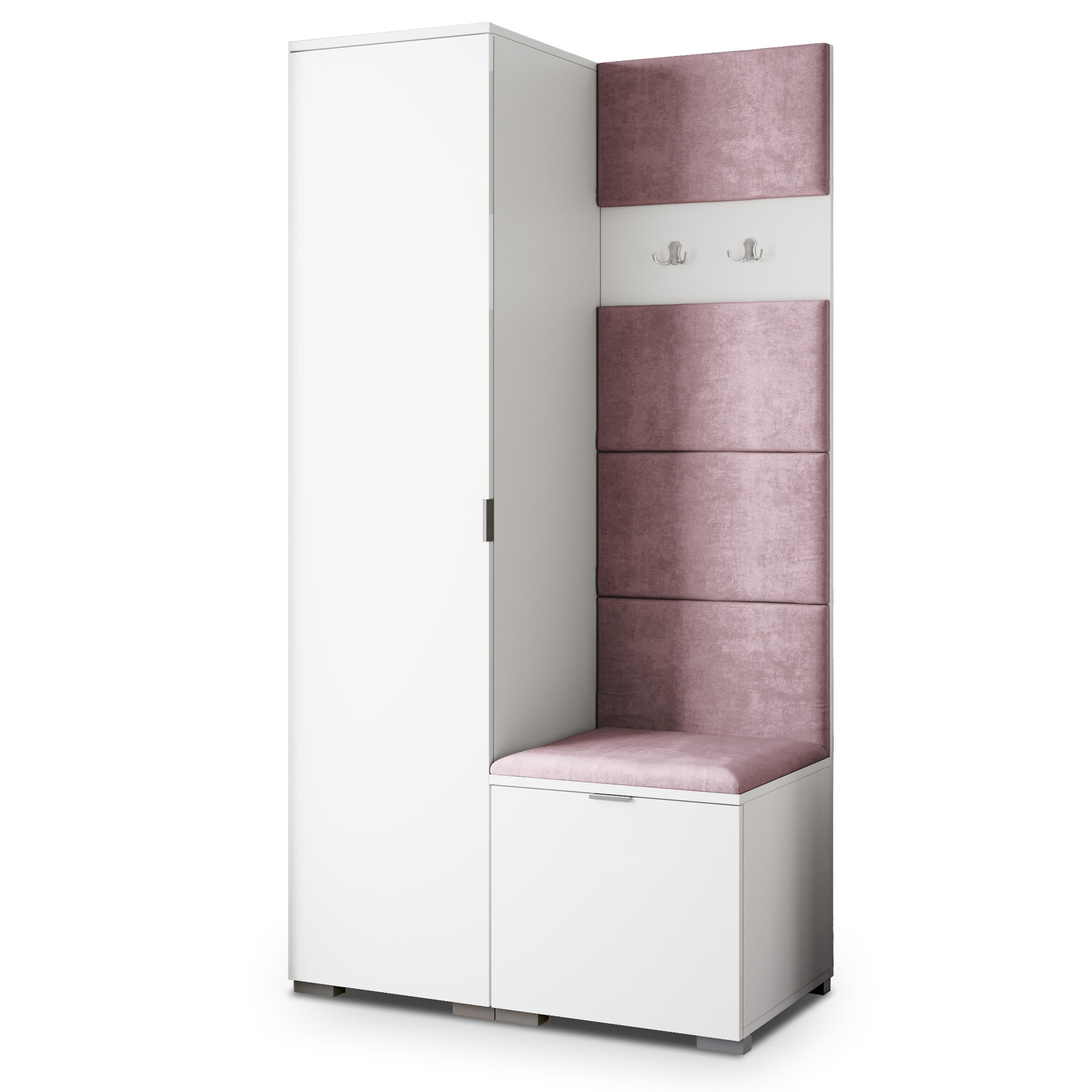 Masseno Garderobenschrank Weiß, Lila 95x181x51 cm