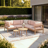 LOUNGEGARNITUR Livia beige- rose Outdoorstoff/Holz - Naturfarben, Holz - Bessagi Garden