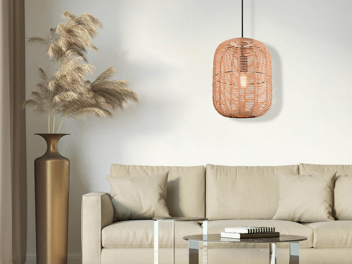LED-HÄNGELEUCHTE mit Lampenschirm aus Sisal Ø35cm - Naturfarben, Naturmaterialien/Metall (35/35/150cm) - meineWunschleuchte