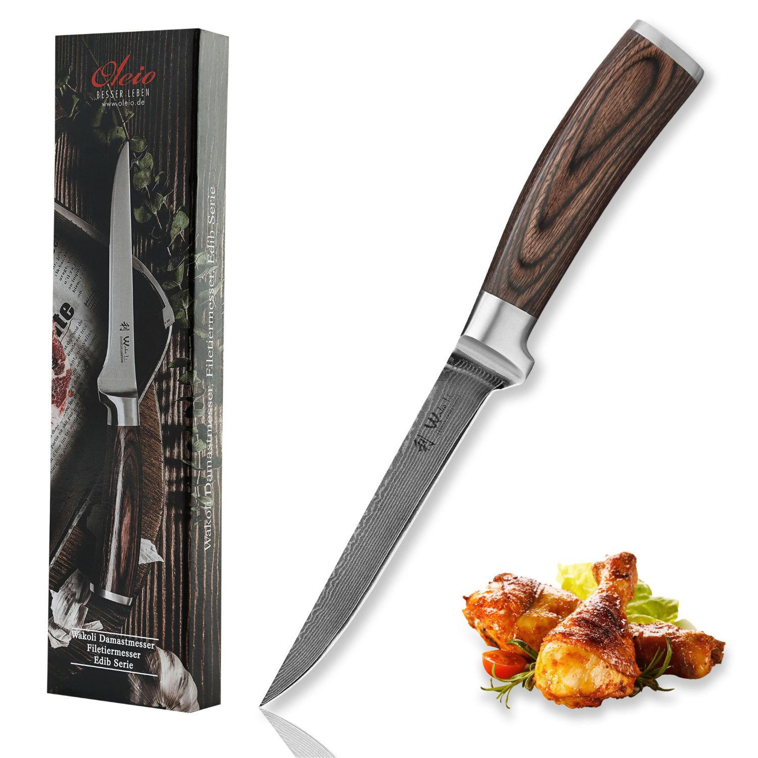 AUSBEINMESSER aus Damast I EDIB - Braun, Holz/Metall (30cm) - Wakoli