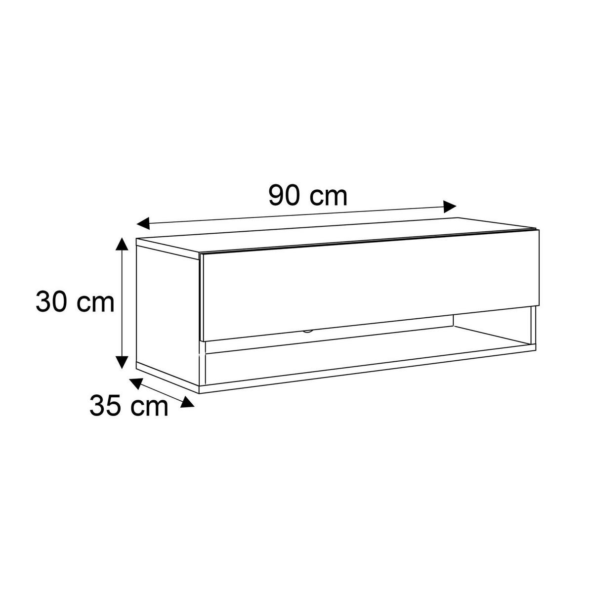 HÄNGESCHRANK TV-Möbel CALANTE 90 cm mit LED-Beleuchtung - Beige, Holzwerkstoff (90/30/35cm) - Lookway