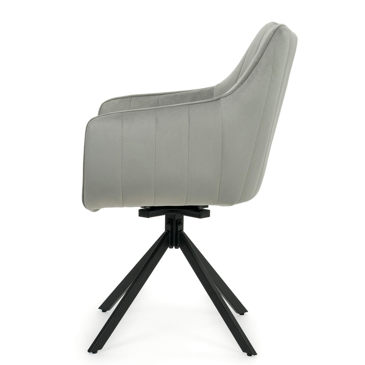 STUHL PIANO drehbar gepolsterter mit Steppung - hellgrau - Velour - Hellgrau/Schwarz, Textil/Metall (59/88/61cm) - NEW HOME