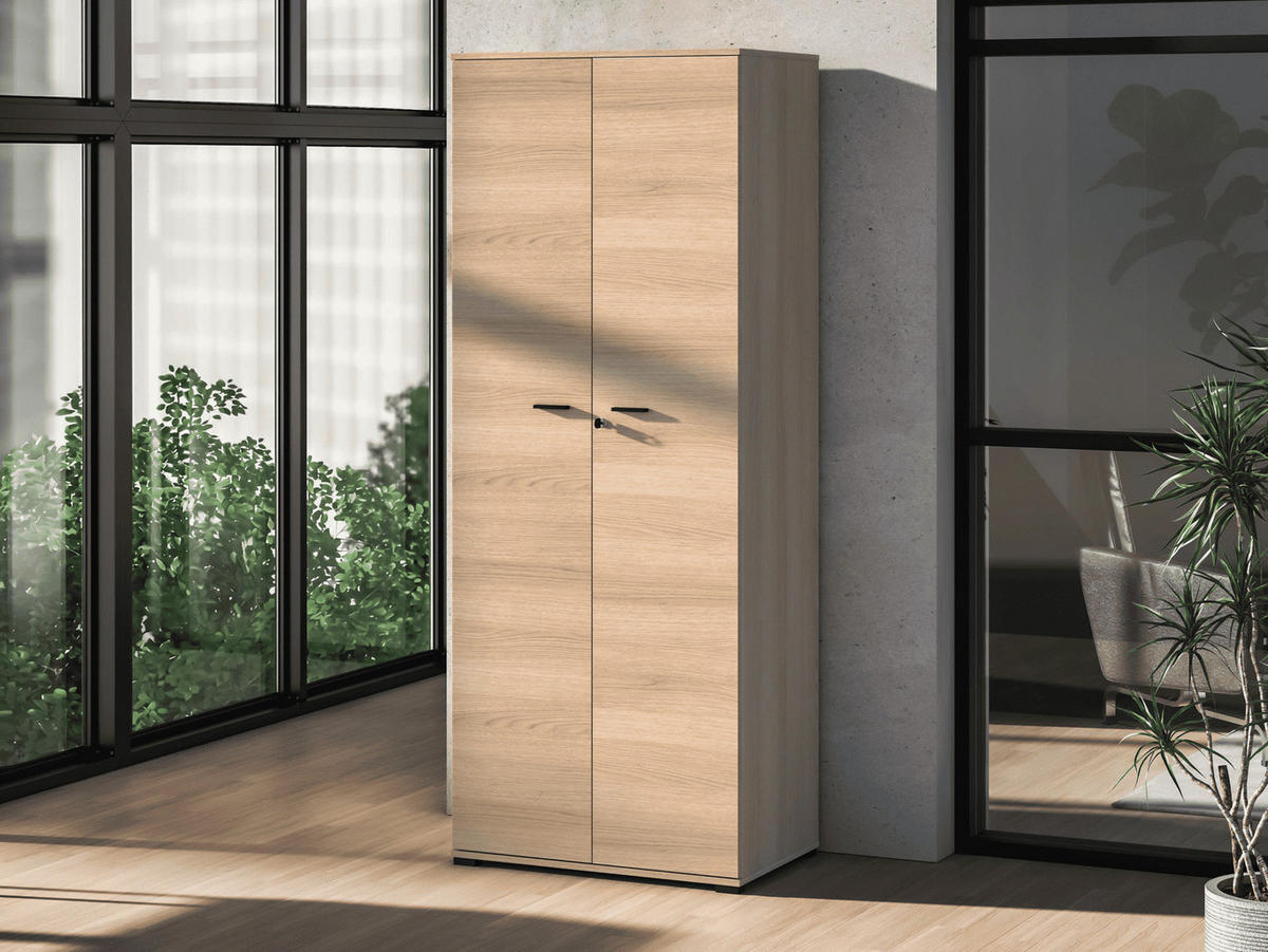 KLEIDERSCHRANK – 79 cm – Odelis – Schwarz / Eichefarben - Eichefarben/Schwarz, Holzwerkstoff (79/203/51cm) - hi-markt