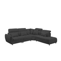ECKSOFA mit verstellbaren Kopflehnen und Nosagfederung - Schwarz, Textil (285/339cm) - ed exciting design