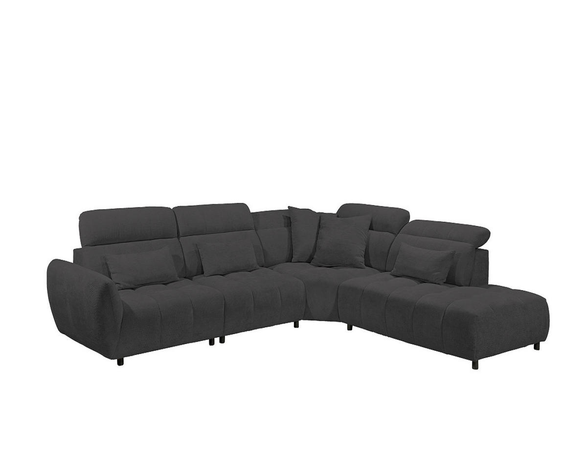 ECKSOFA mit verstellbaren Kopflehnen und Nosagfederung - Schwarz, Textil (285/339cm) - ed exciting design