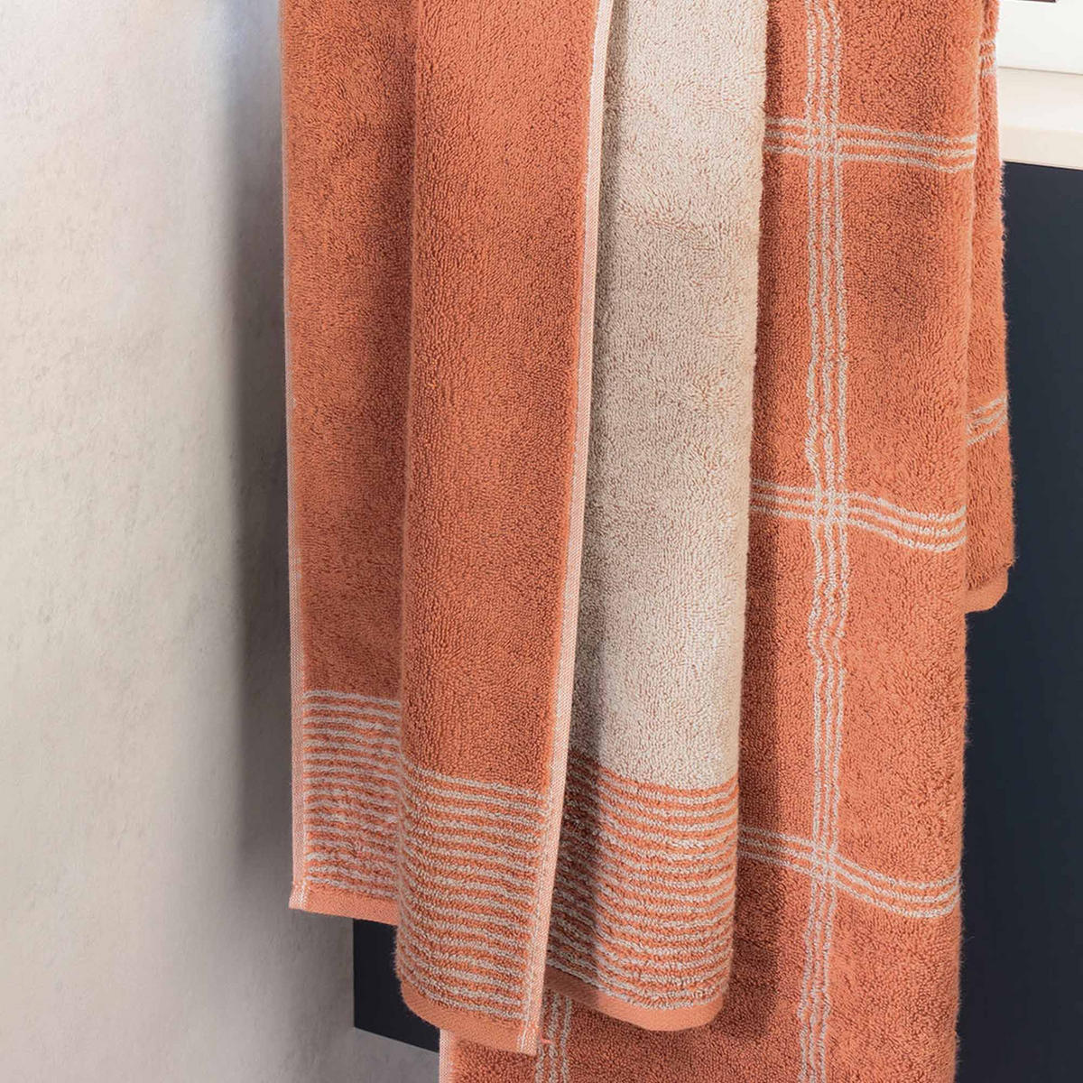 GÄSTETUCH LUXURY HOME TWO-TONE 590 KUPFER - 32 - Orange, Naturmaterialien/Textil (30/50cm) - Cawoe