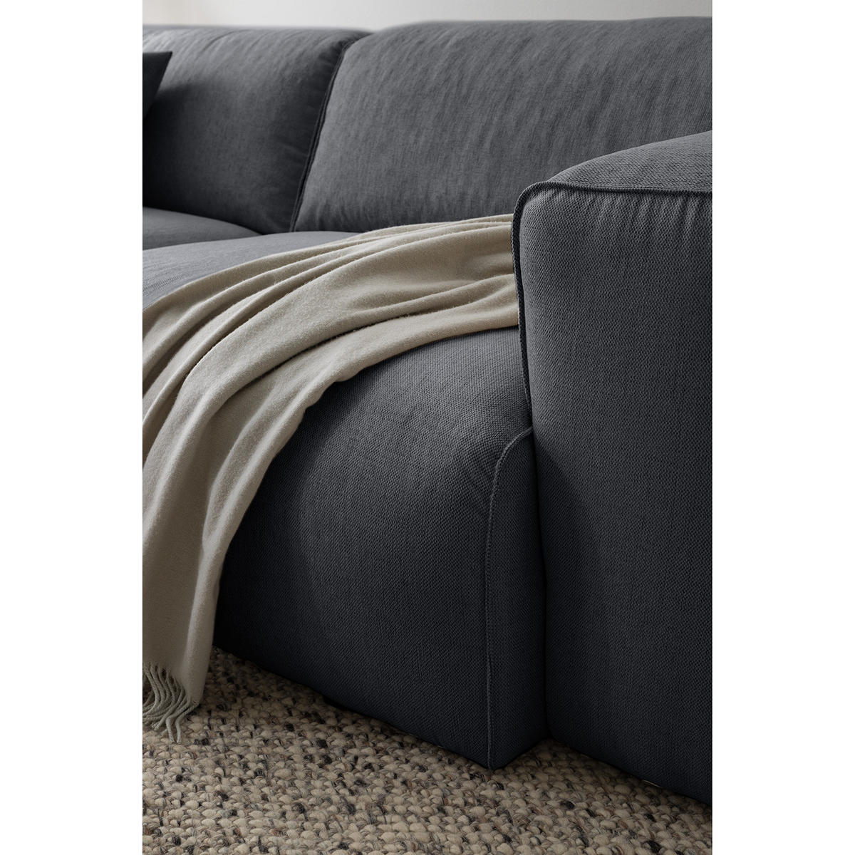 3-SITZER SOFA - Schwarz/Grau, Kunststoff/Textil (251/71/102cm) - home24