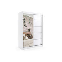 KLEIDERSCHRANK mit Spiegel-Schiebetüren und Aluminium-Leisten - MAKI - 160 cm Weiß - Weiß, Holzwerkstoff (160/216/61cm) - ALTDECOR
