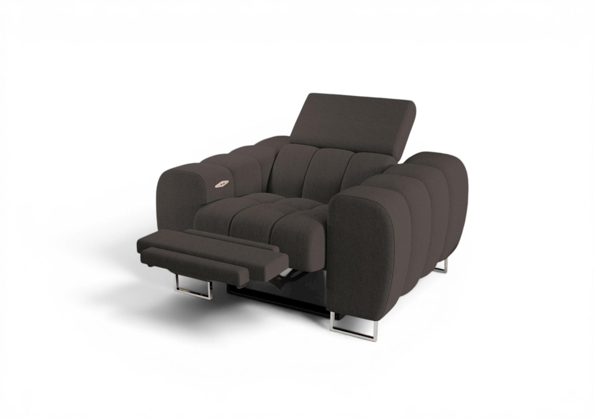 SESSEL Bastien Relax In Stoff Gemma - Dunkelgrau, Holzwerkstoff/Textil (125/95/97cm) - Fun Möbel