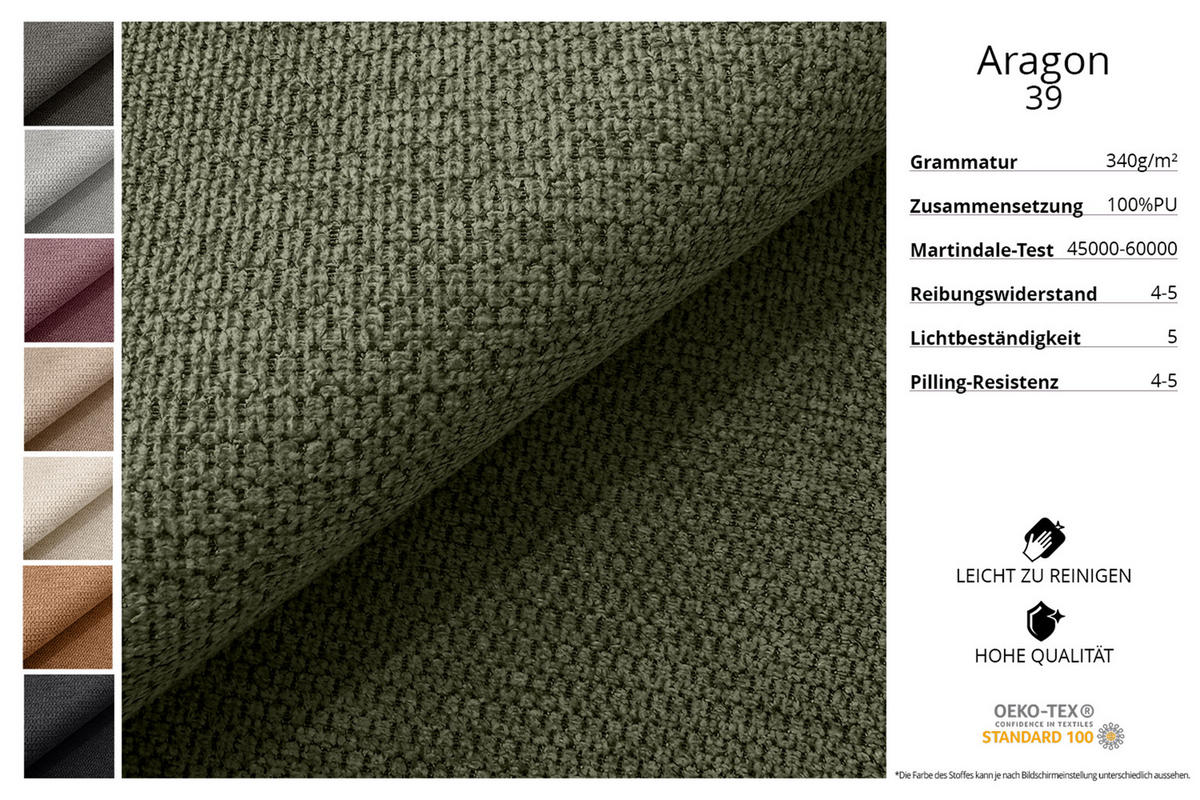 ECKSOFA mit Schlaffunktion und Bettkasten LIRA-L - 264x172x89 Grün - Grün, Holzwerkstoff/Textil (264/172cm) - ALTDECOR