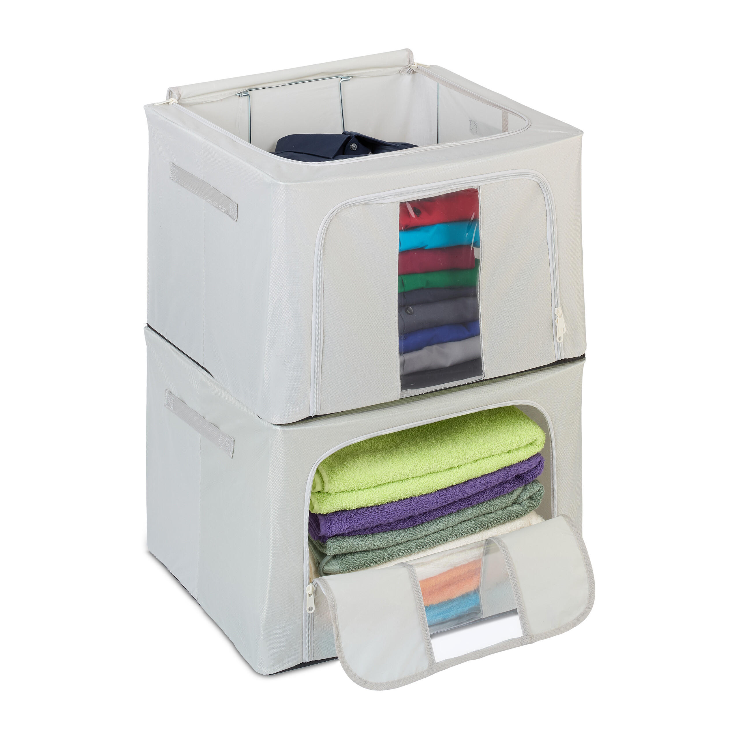 2XÚLOŽNÝ vak - sivá, kov/textil - Relaxdays