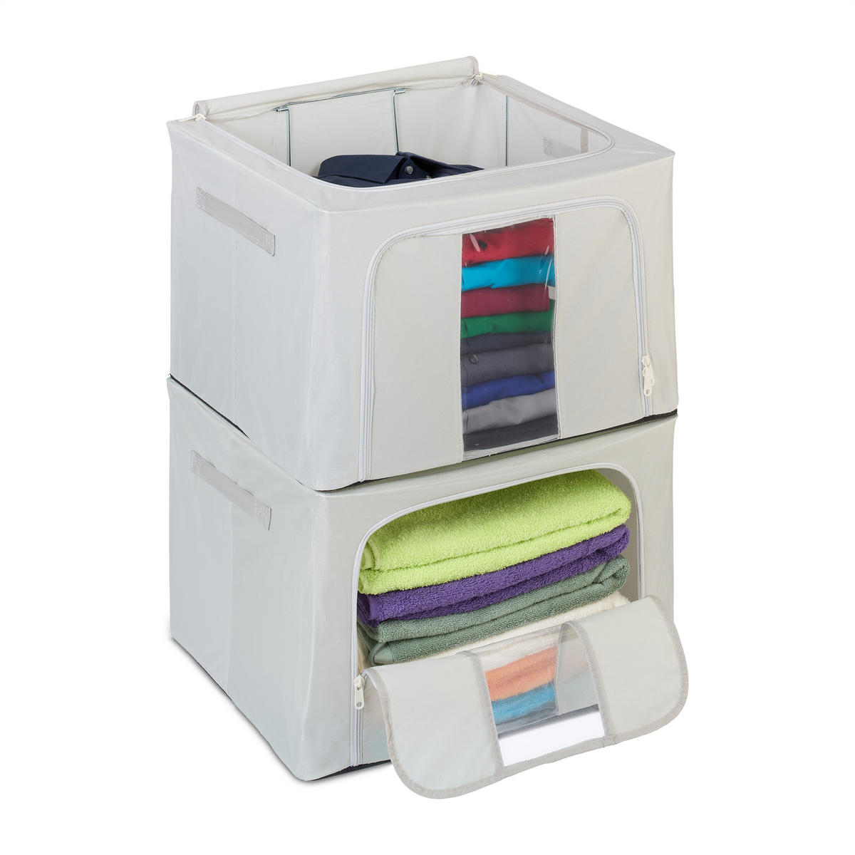 2XÚLOŽNÝ vak - sivá, kov/textil - Relaxdays