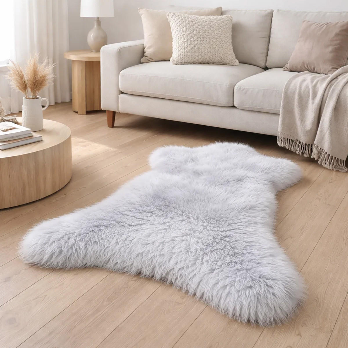 Thumbnail - Provellus Fell, Blaugrau, Fell, 80x135 cm, Teppiche & Böden, Teppiche, Fellteppiche