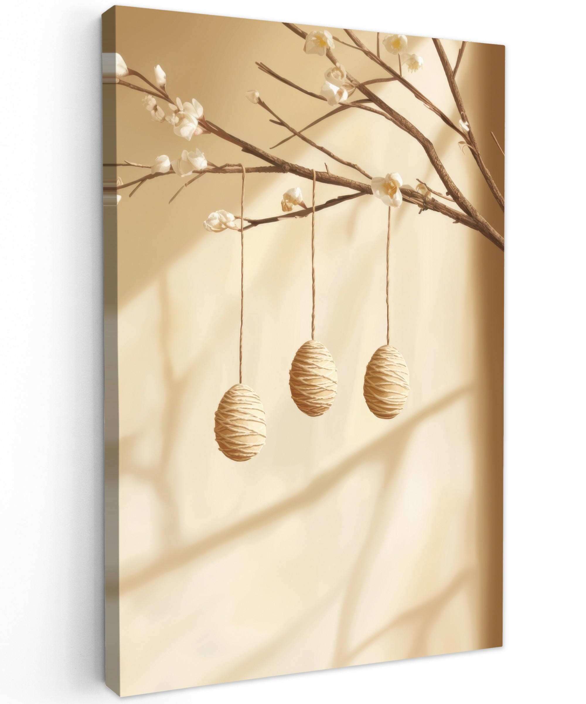 LEINWANDBILD Beige - Osterkuchen - Eier Deko XXL 80x120 cm - Beige, Textil (80/120cm) - MuchoWow