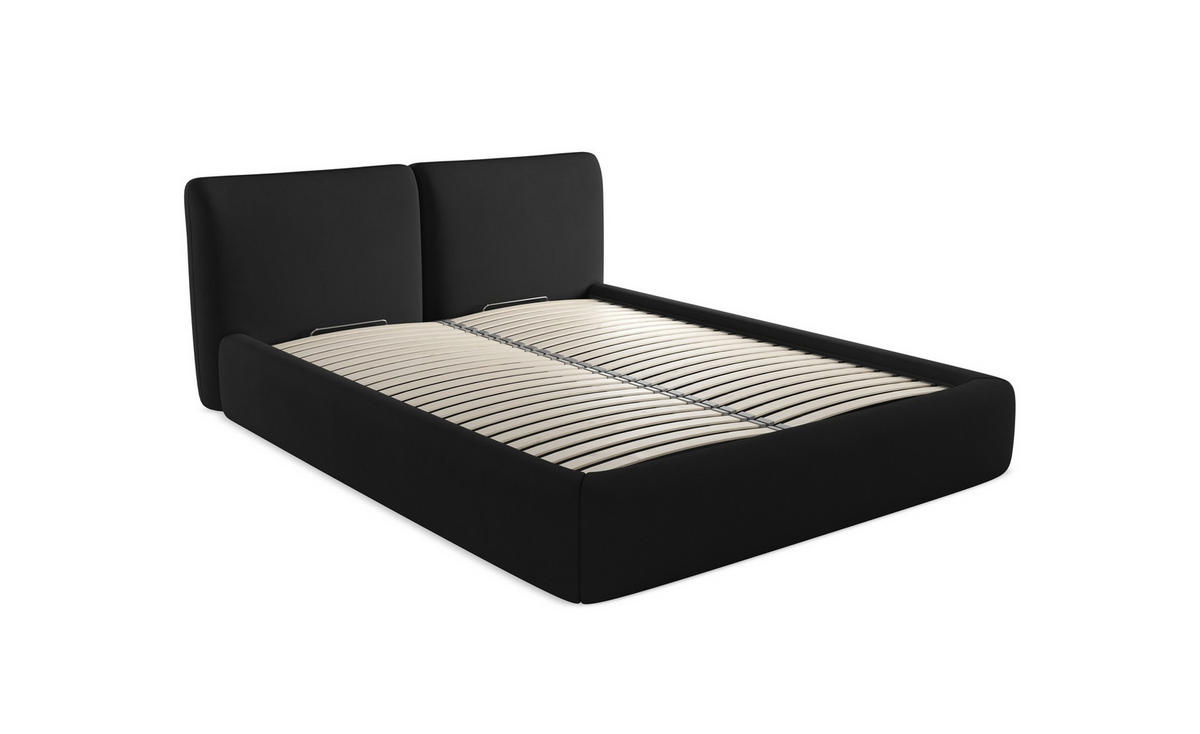 POLSTERBETT mit Bettkasten und Lattenrost 200x228 Grün - Schwarz/Olivgrün, Kunststoff/Textil (180/200cm) - Makamii