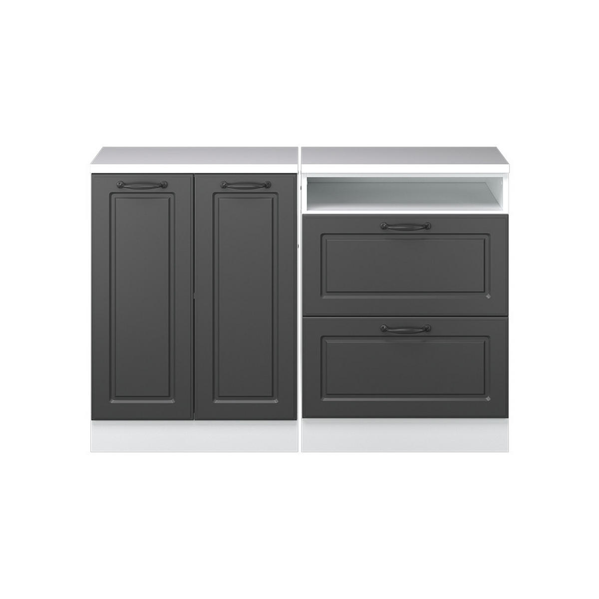 KUHINJSKI ORMAR ZA KOSINE KROVA R-Line Antracit u rustikalnom stilu 120 cm Set od 2 korpusa ormara, dubina 60 cm - bijela/antracit, drvni materijal (120/83.8/60cm) - Vicco