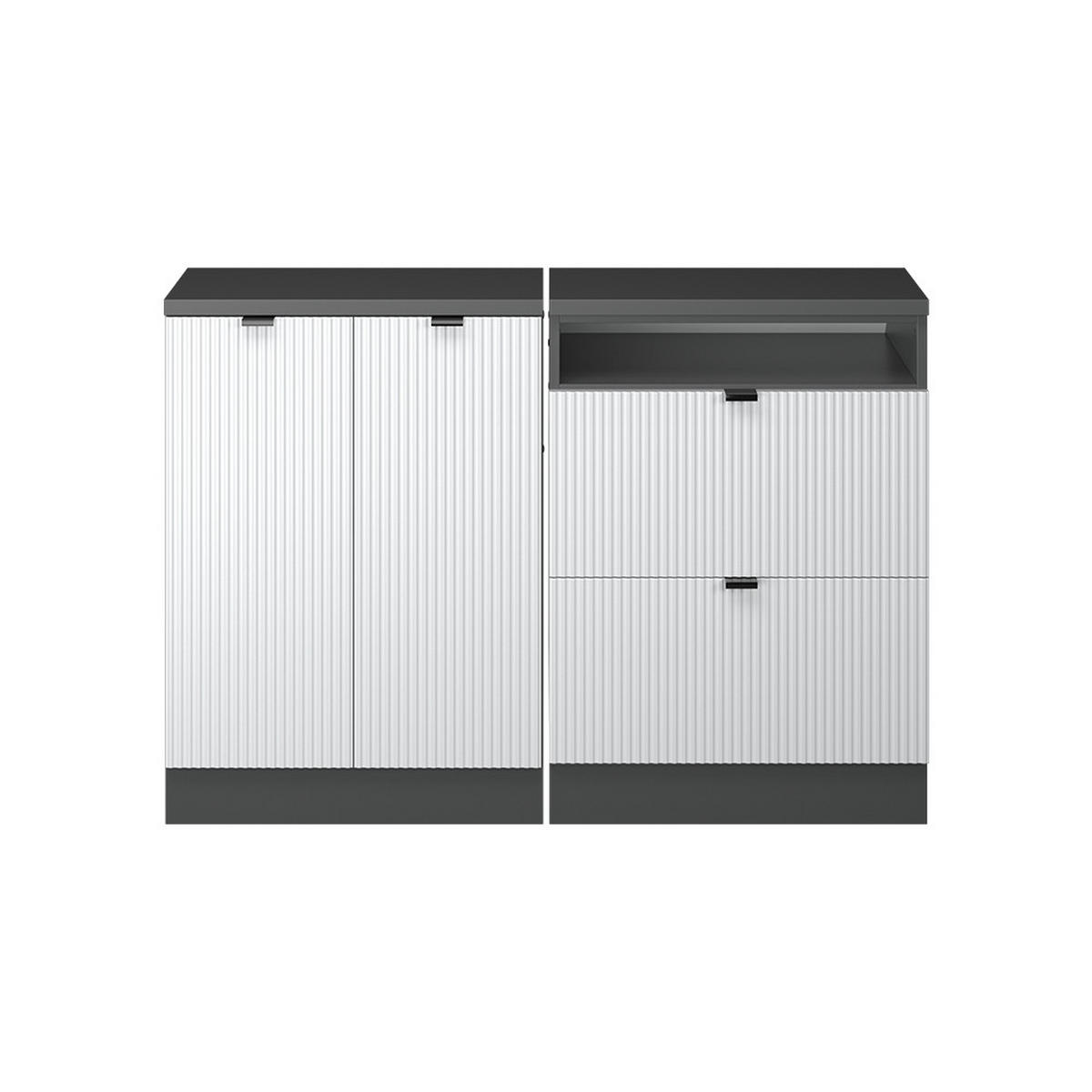 KUHINJSKI ORMAR ZA KOSINE KROVA R-Line Bijeli grebeni 120 cm Set od 2 korpusa ormara, dubina 60 cm - bijela/antracit, drvni materijal (120/83.8/60cm) - Vicco